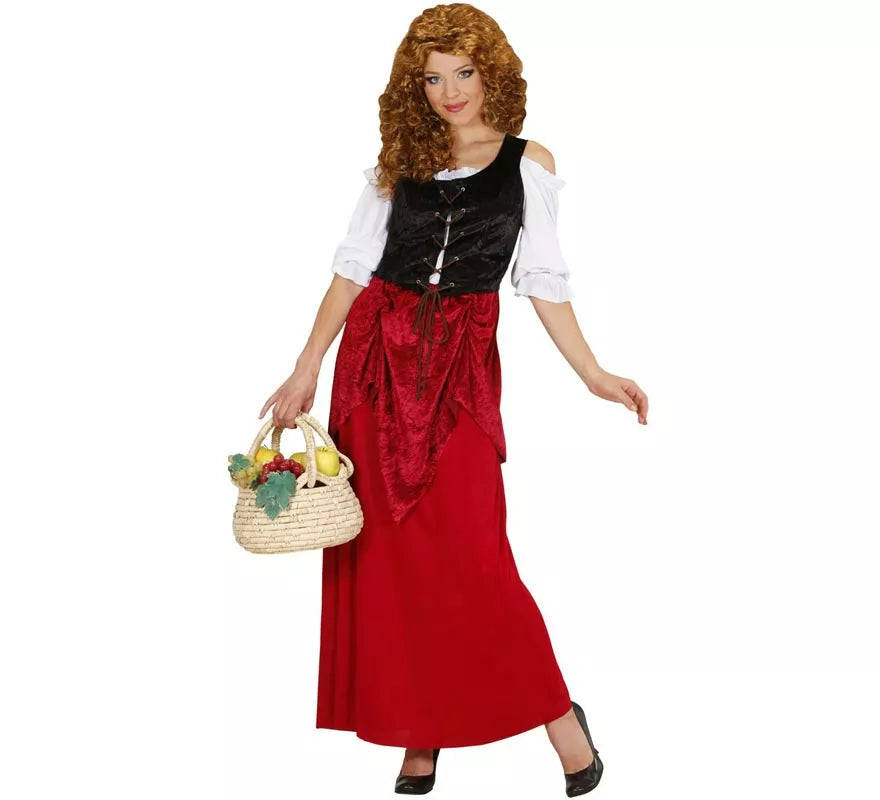 Translation missing: de.Disfraz de Moza de Taberna rojo y negro para mujer