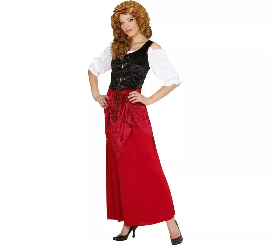 Translation missing: de.Disfraz de Moza de Taberna rojo y negro para mujer