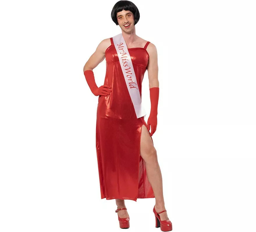 Translation missing: de.Disfraz de Mr World vestido rojo para hombre