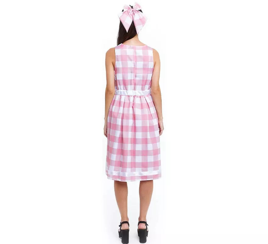 Translation missing: de.Disfraz de Muñeca a cuadros rosa y blanco para mujer