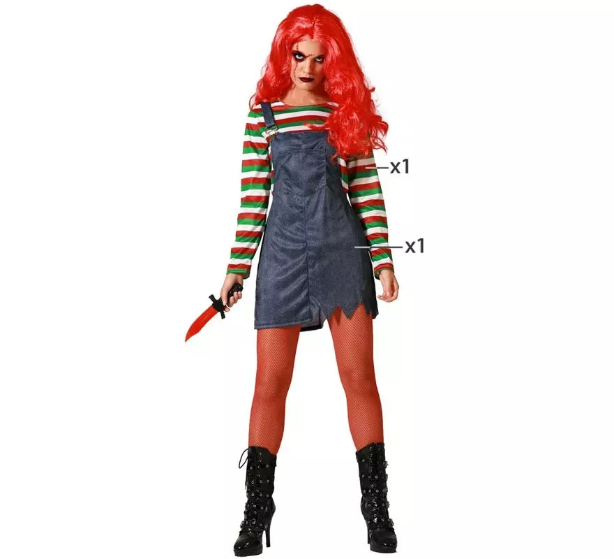 Translation missing: de.Disfraz de Muñeca Diabólica Multicolor para mujer