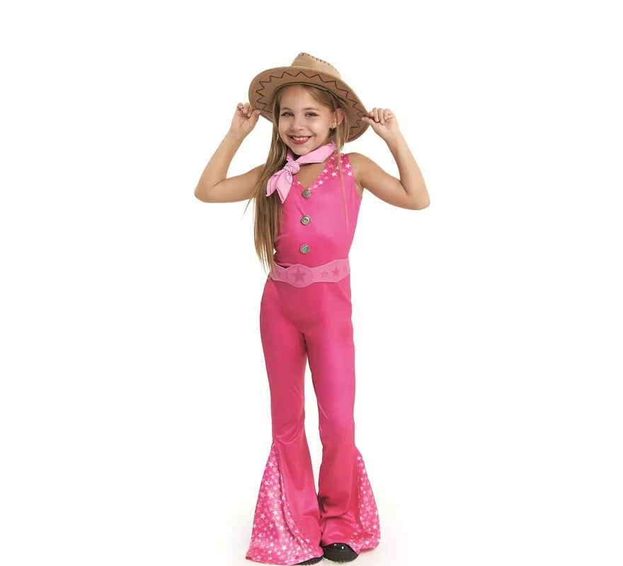 Translation missing: de.Disfraz de Muñeca Famosa Vaquera fucsia para niña