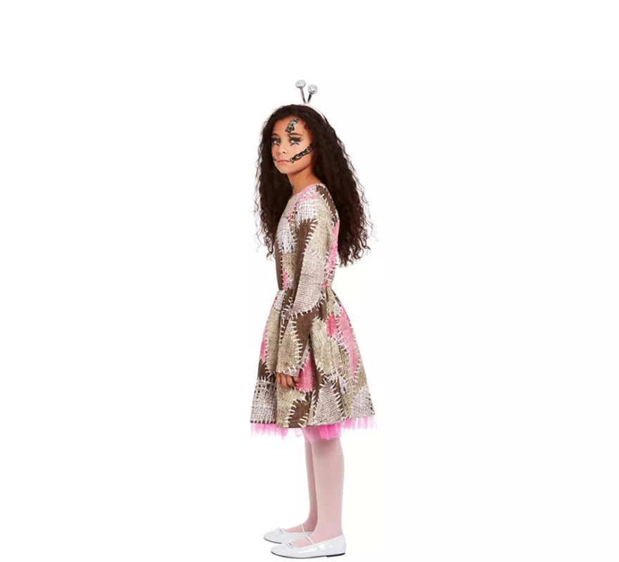 Translation missing: de.Disfraz de Muñeca Vudú marrón y rosa para niña