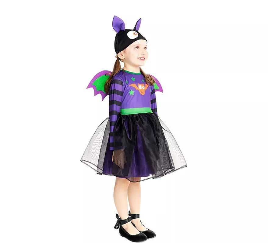 Translation missing: de.Disfraz de Murciélago morado con gorro y alas para bebé y niña