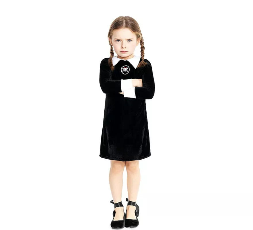 Translation missing: de.Disfraz de Niña Siniestra clásico negro para bebé y niña