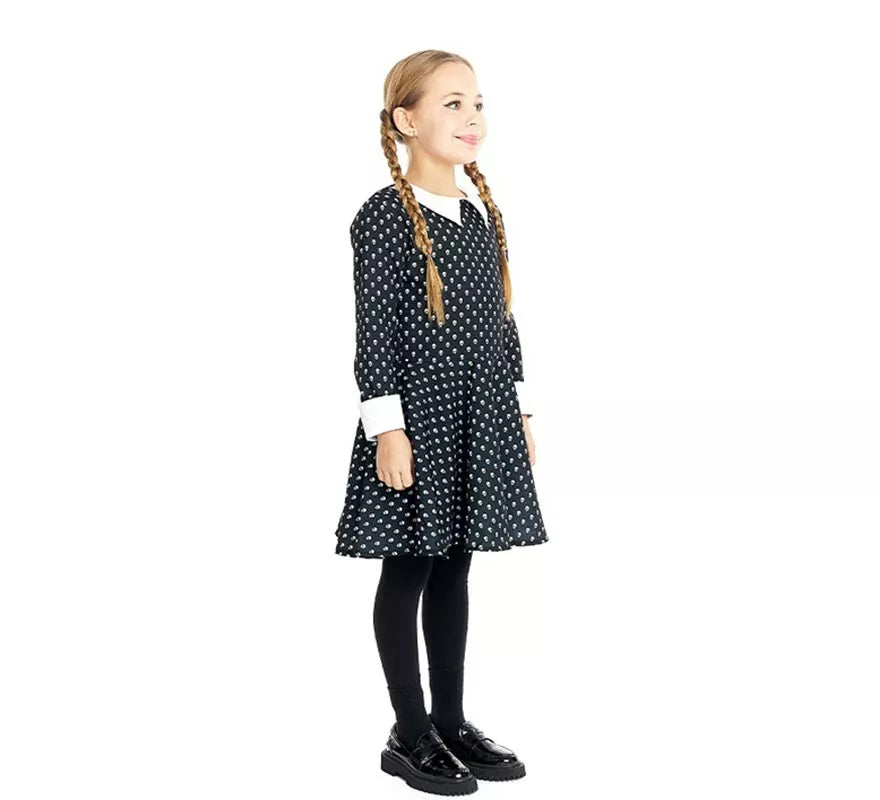 Translation missing: de.Disfraz de Niña Siniestra estampado calavera para niña y adolescente