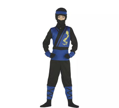 Blau-schwarzes Ninja-Kostüm für Jungen