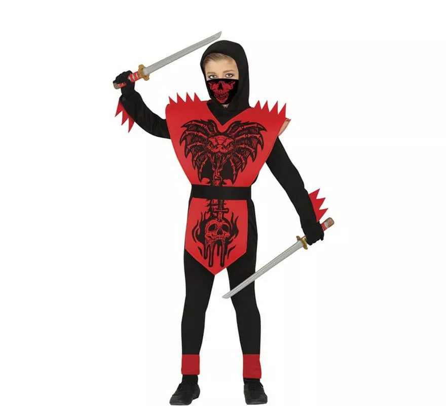 Translation missing: de.Disfraz de Ninja Cobra rojo y negro para niño