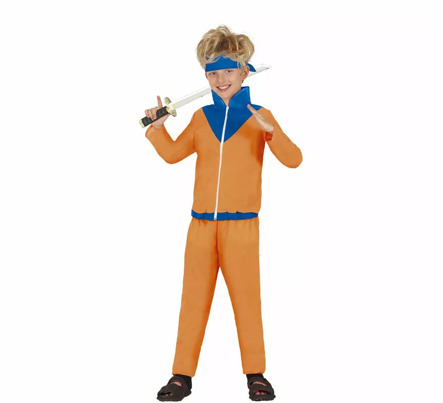 Translation missing: de.Disfraz de Ninja de Anime Naranja y Azul para niño