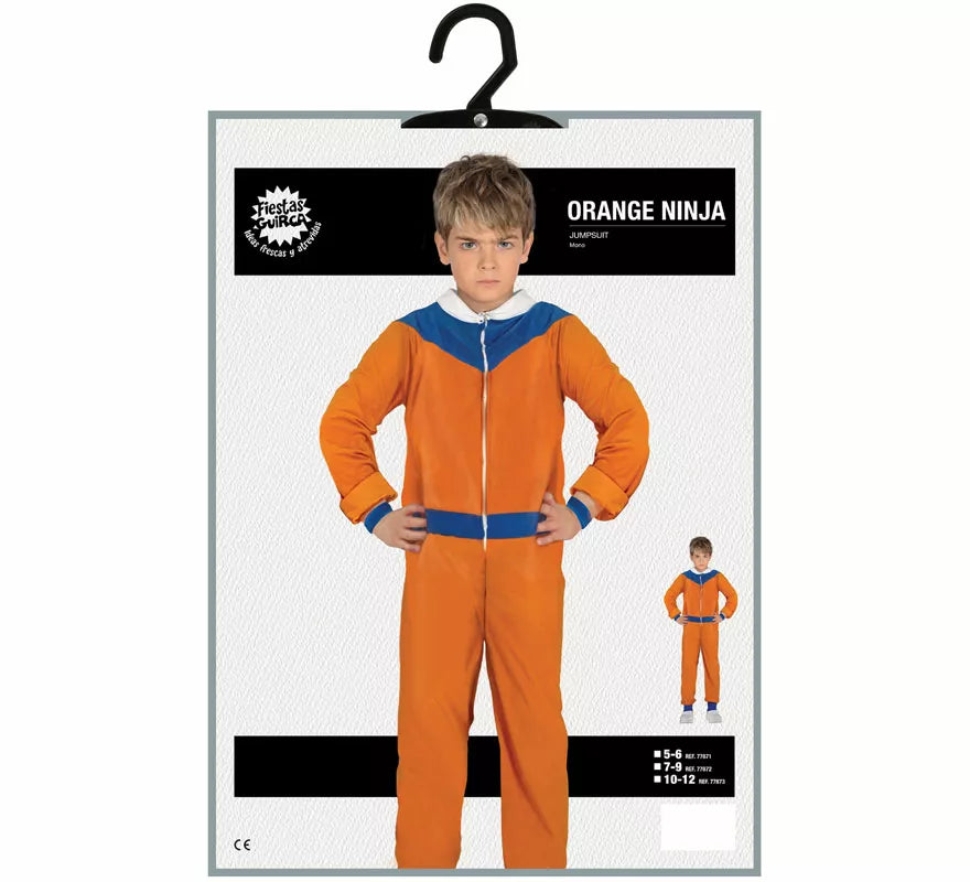 Disfraz de Ninja de Anime Naranja y Azul para niño
