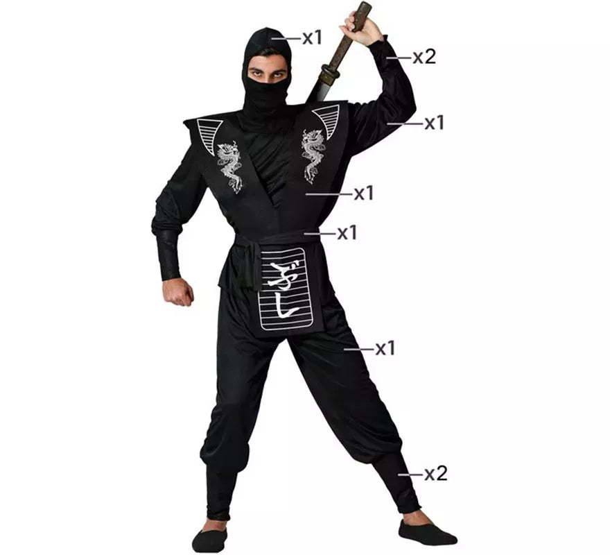Translation missing: de.Disfraz de Ninja Dragón blanco para hombre