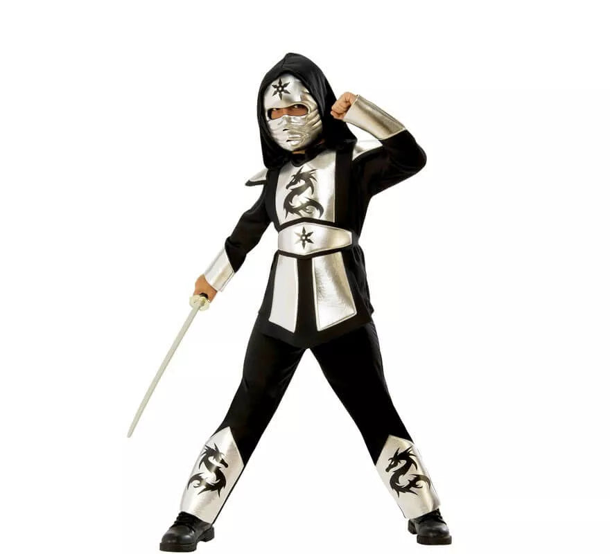 Translation missing: de.Disfraz de Ninja Dragón Plateado para niño