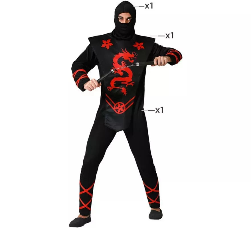 Translation missing: de.Disfraz de Ninja Dragón rojo para hombre