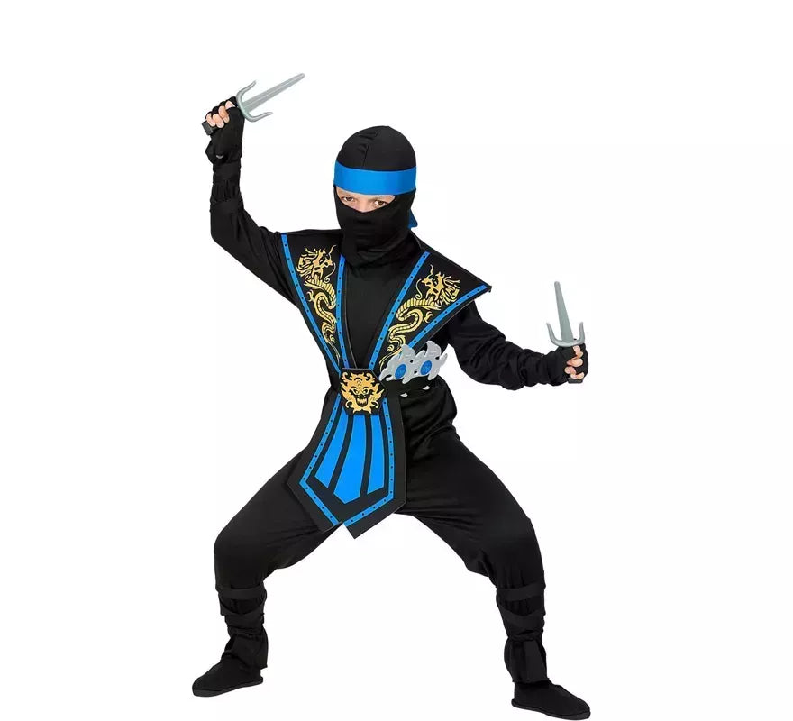 Translation missing: de.Disfraz de Ninja Kombat Azul con Armas para niño