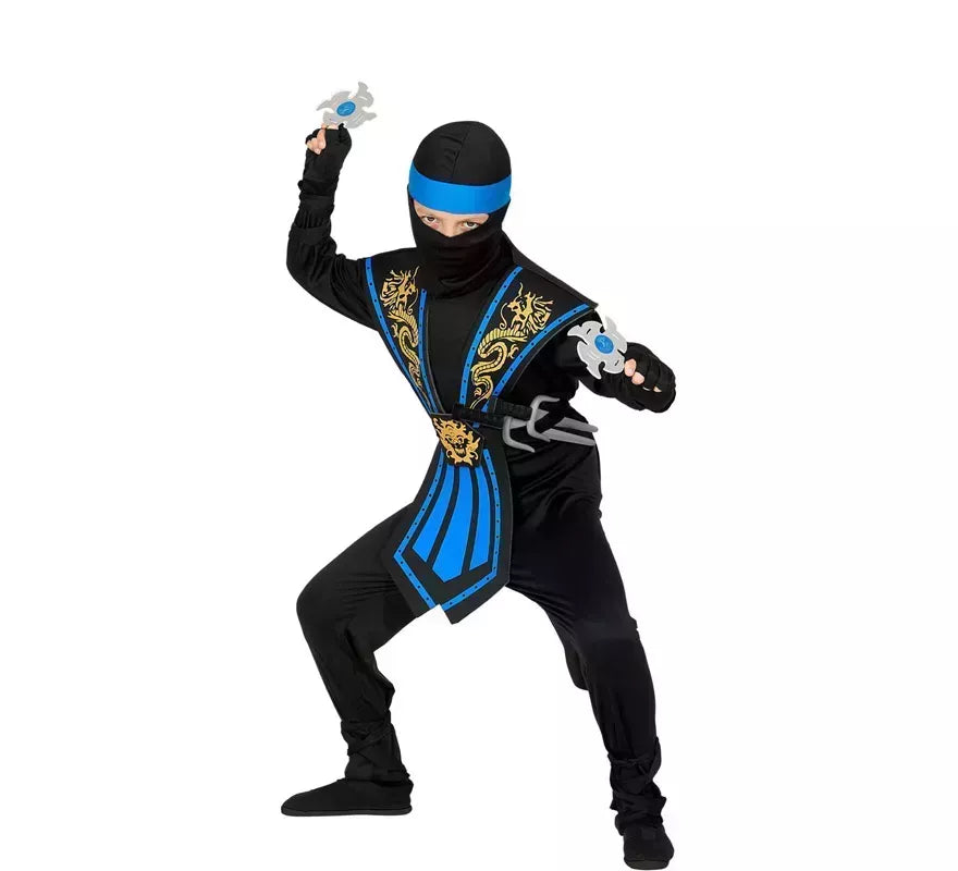 Translation missing: de.Disfraz de Ninja Kombat Azul con Armas para niño