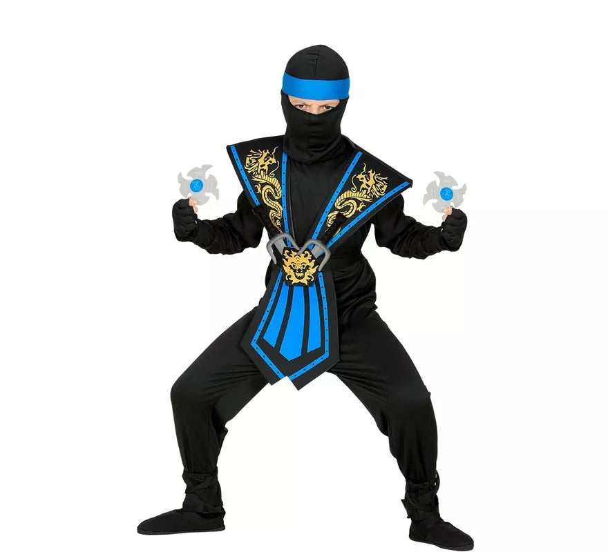 Translation missing: de.Disfraz de Ninja Kombat Azul con Armas para niño