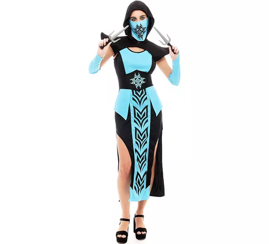 Translation missing: de.Disfraz de Ninja Kombat azul y negro para mujer