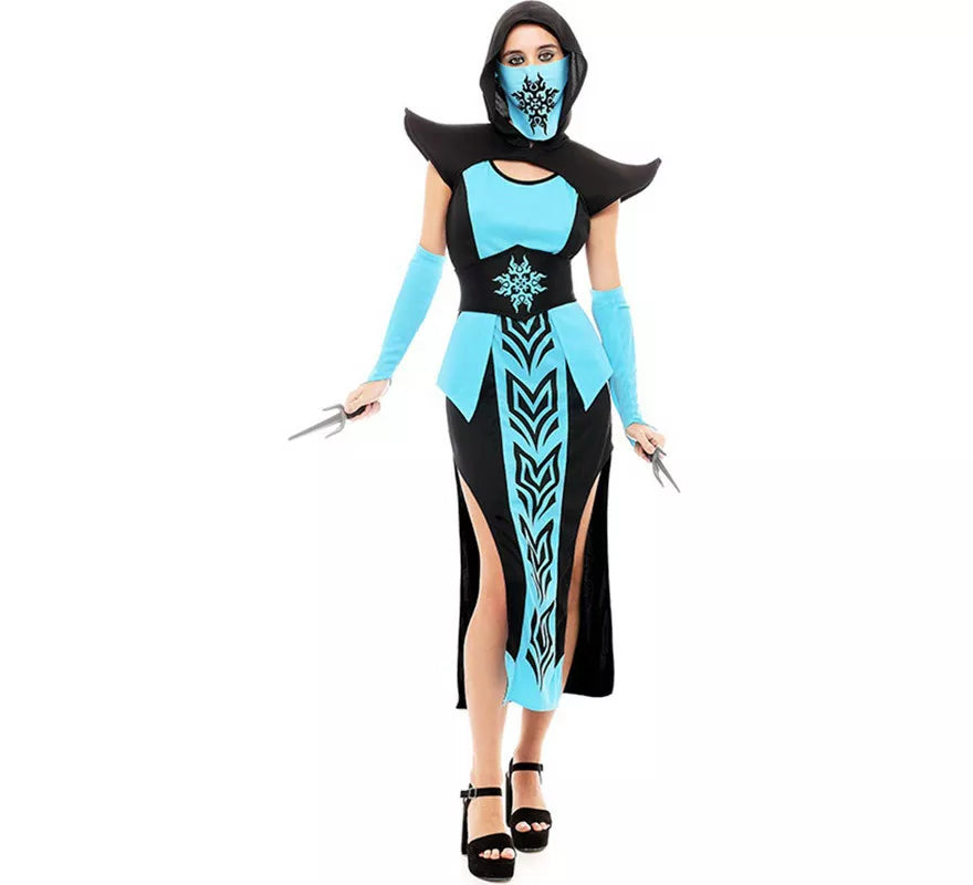 Translation missing: de.Disfraz de Ninja Kombat azul y negro para mujer