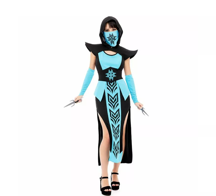 Translation missing: de.Disfraz de Ninja Kombat azul y negro para mujer