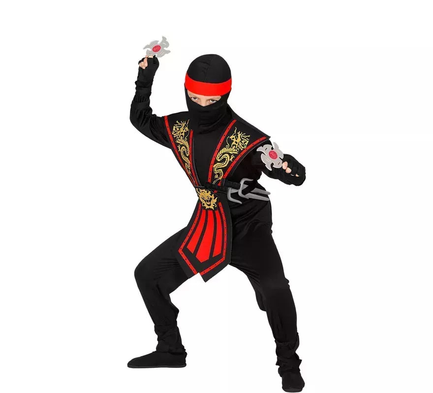 Translation missing: de.Disfraz de Ninja Kombat Rojo con Armas para niño