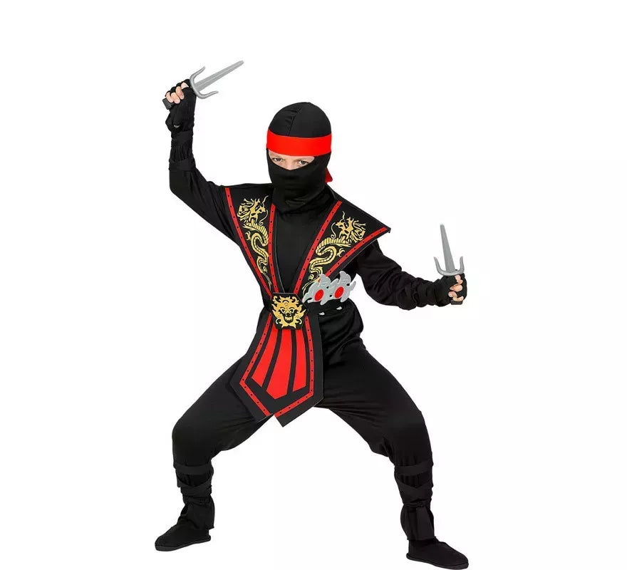 Translation missing: de.Disfraz de Ninja Kombat Rojo con Armas para niño