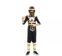 Schwarz-goldenes Schlangen-Ninja-Kombat-Kostüm für Kinder