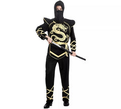 Schwarz und Gold Ninja Kostüm für Herren