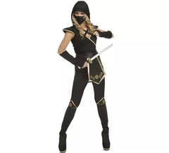 Schwarz und Gold Ninja Kostüm für Damen