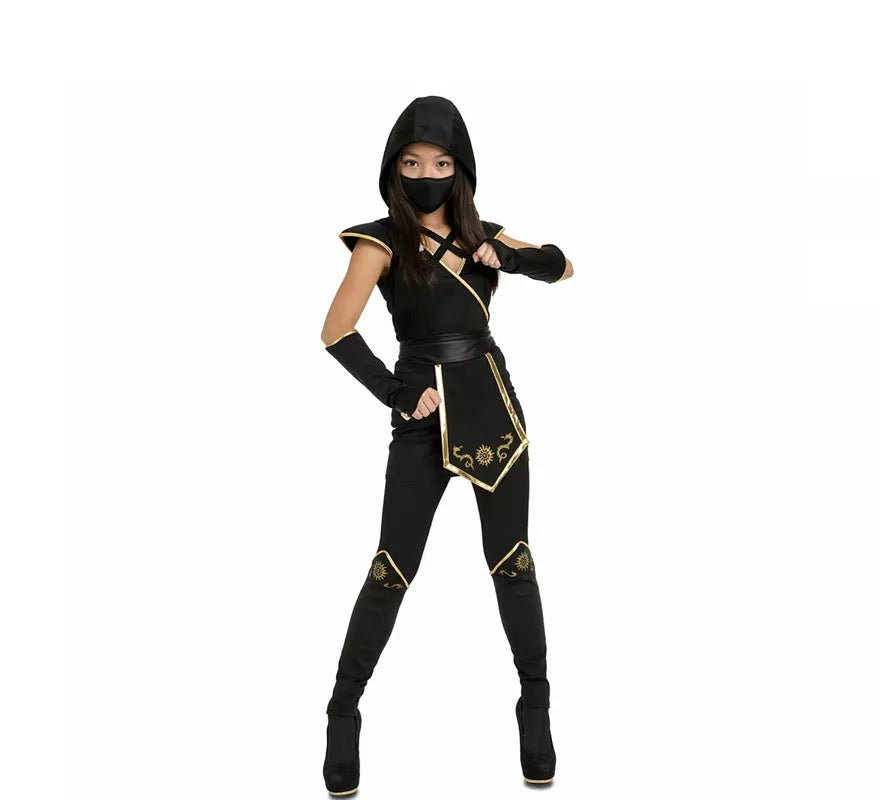 Translation missing: de.Disfraz de Ninja Negro y Dorado para mujer