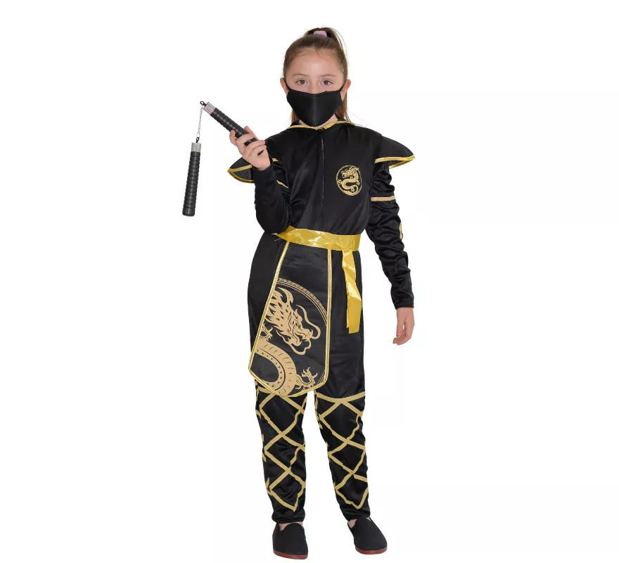 Translation missing: de.Disfraz de Ninja Negro y Dorado para niña