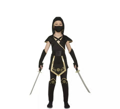 Schwarz und Gold Ninja Kostüm für Mädchen