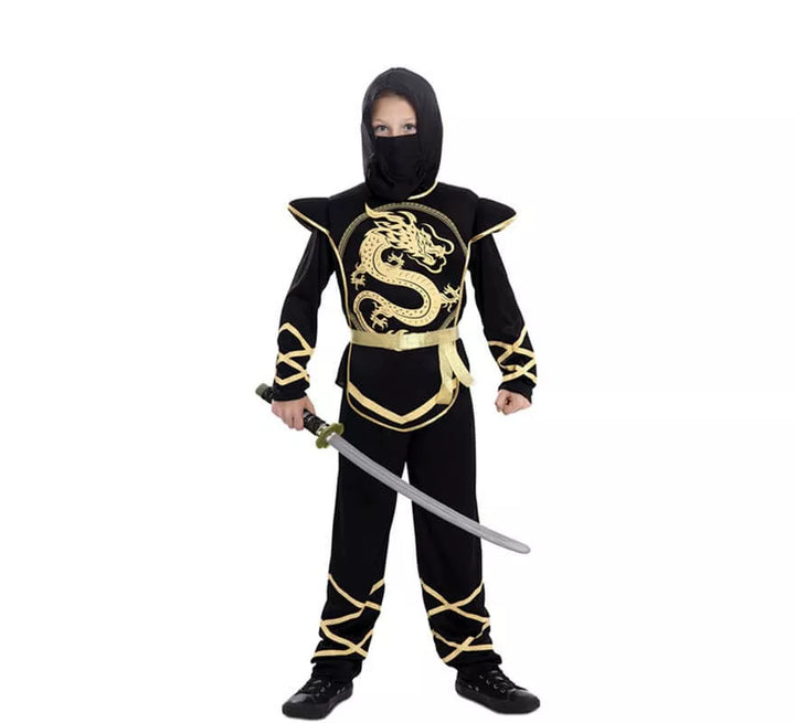 Disfraz de Ninja Negro y Dorado para niño