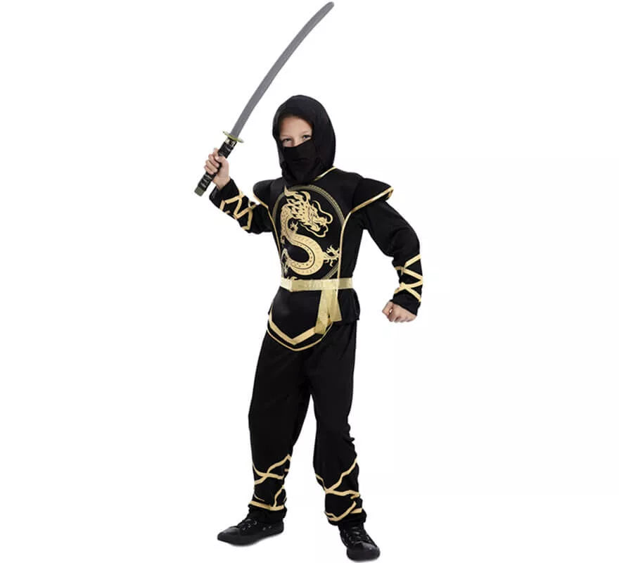 Disfraz de Ninja Negro y Dorado para niño