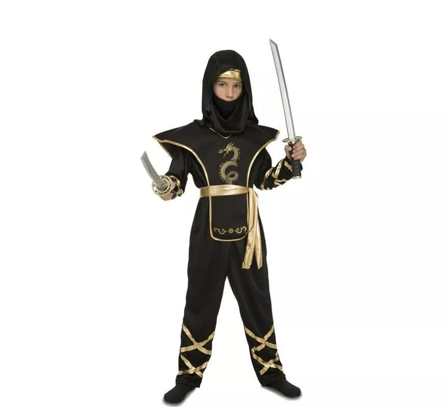 Disfraz de Ninja Negro y Dorado para niño