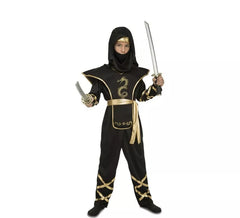 Schwarz und Gold Ninja Kostüm für ein Kind