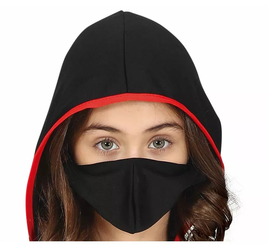 Translation missing: de.Disfraz de Ninja negro y rojo para niña