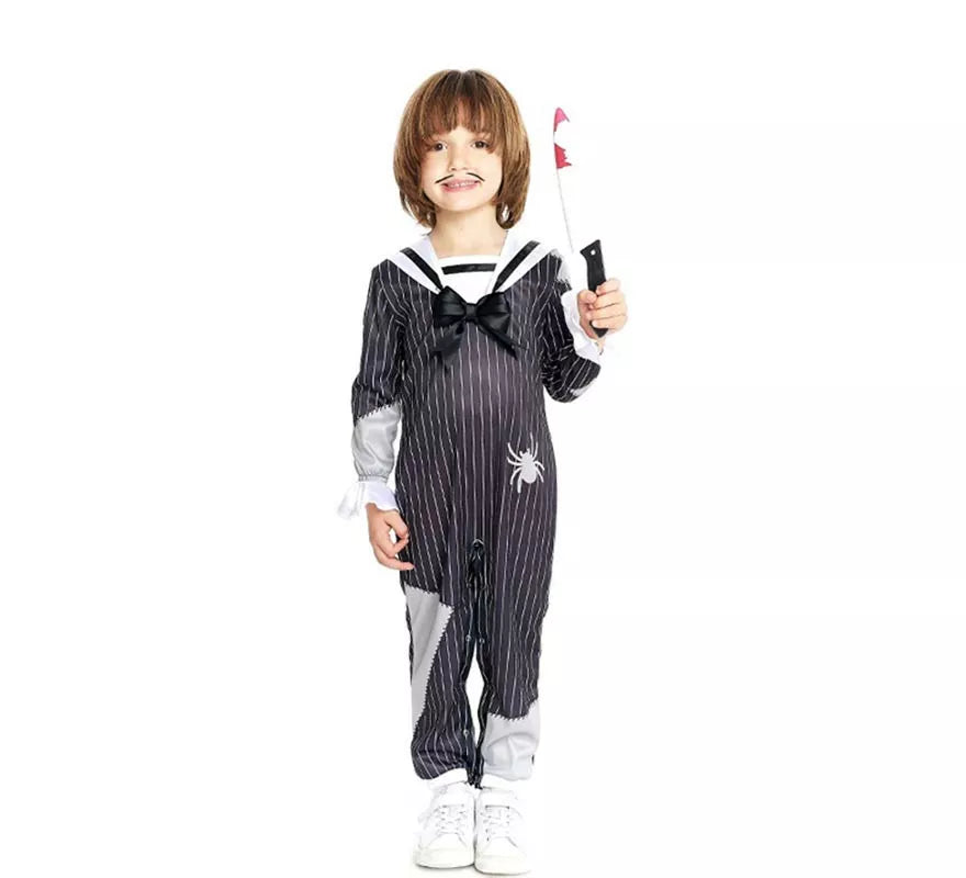 Translation missing: de.Disfraz de Niño Tenebroso a rayas para bebé y niño