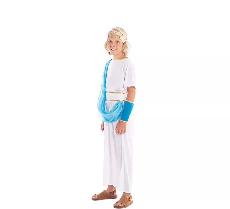 Translation missing: de.Disfraz de Noble Griego blanco y azul para niño