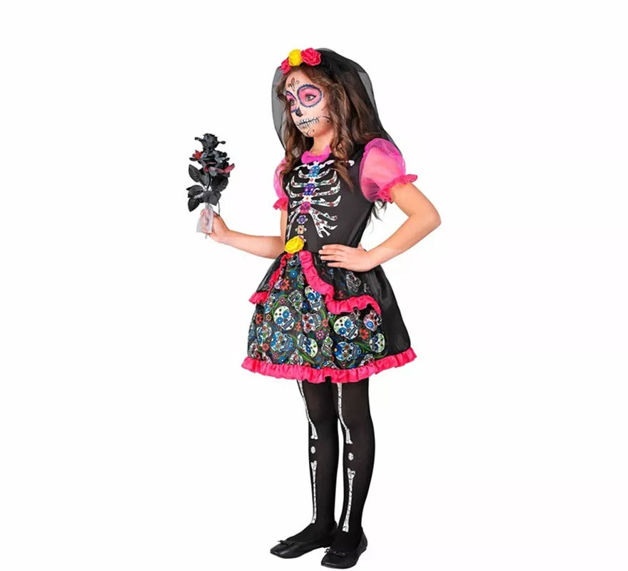 Translation missing: de.Disfraz de Novia Catrina Día de los Muertos para niña