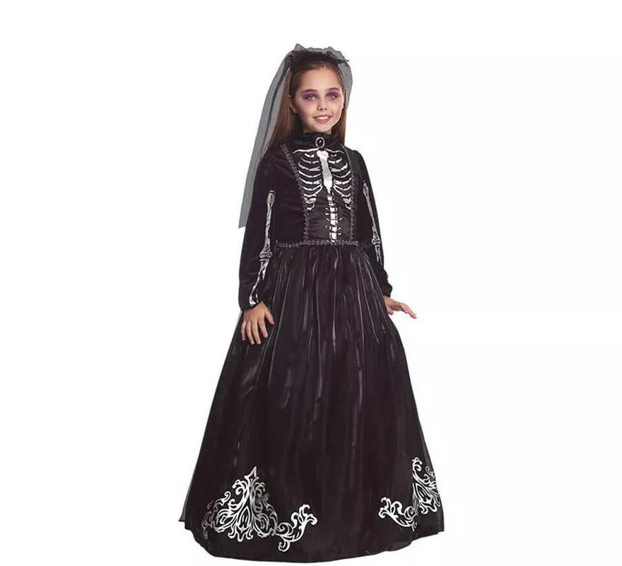 Translation missing: de.Disfraz de Novia Esqueleto para niña