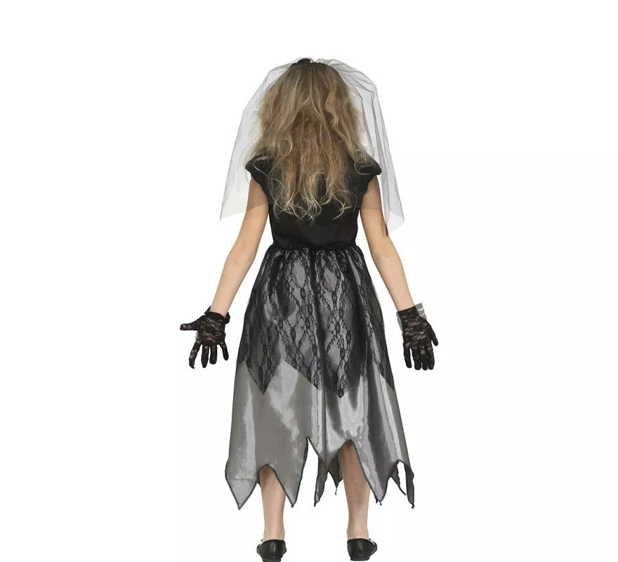 Disfraz de Novia Fantasma Blanco y Negro para niña