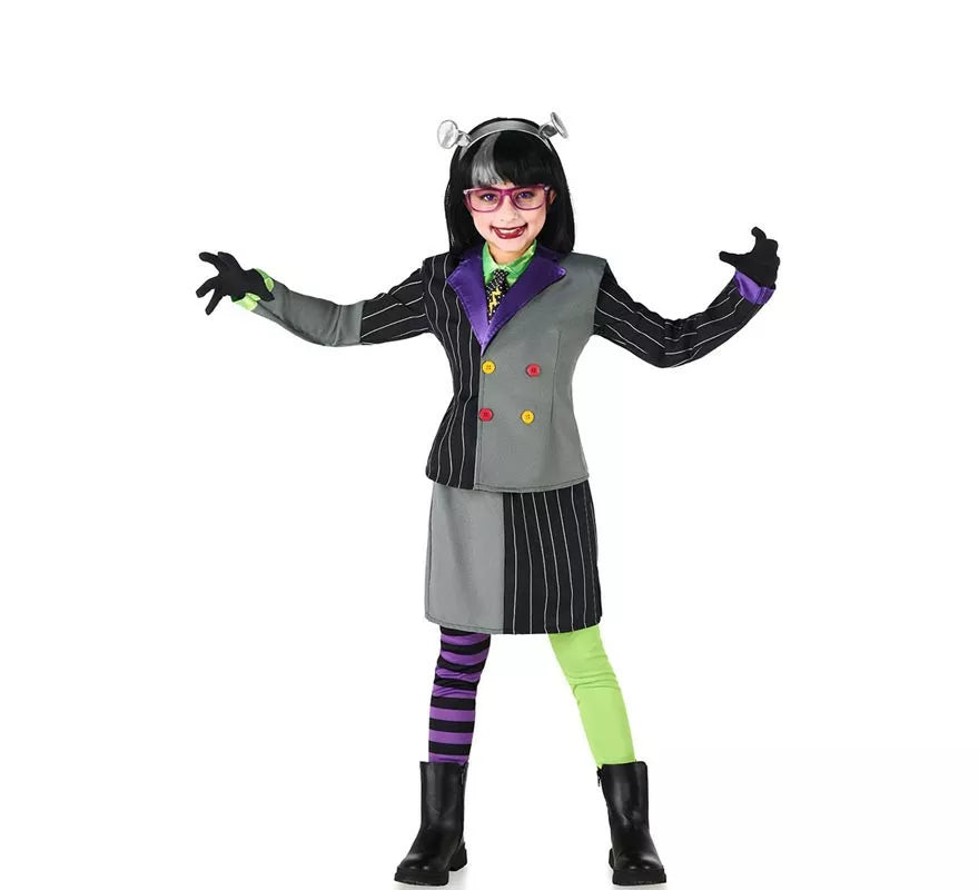 Translation missing: de.Disfraz de Novia Frankenstein traje a rayas para niña