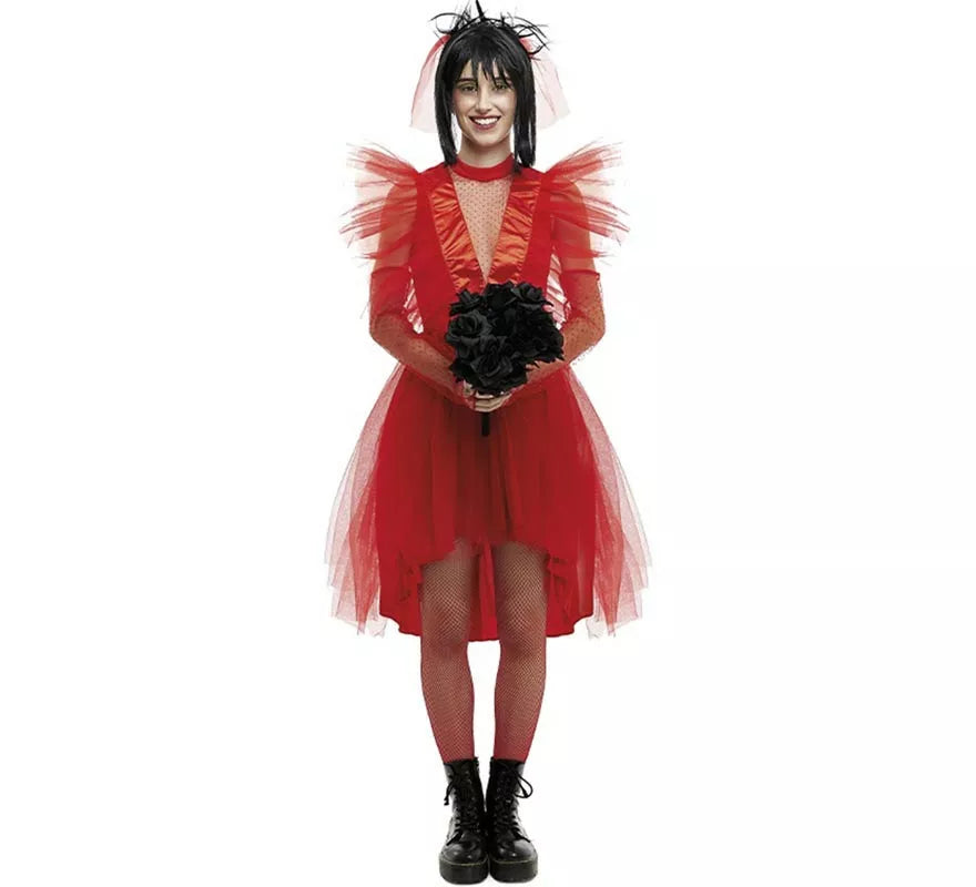 Translation missing: de.Disfraz de Novia roja de Fantasma a rayas para mujer