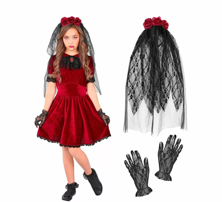 Translation missing: de.Disfraz de Novia Vampiresa Gótica para niña