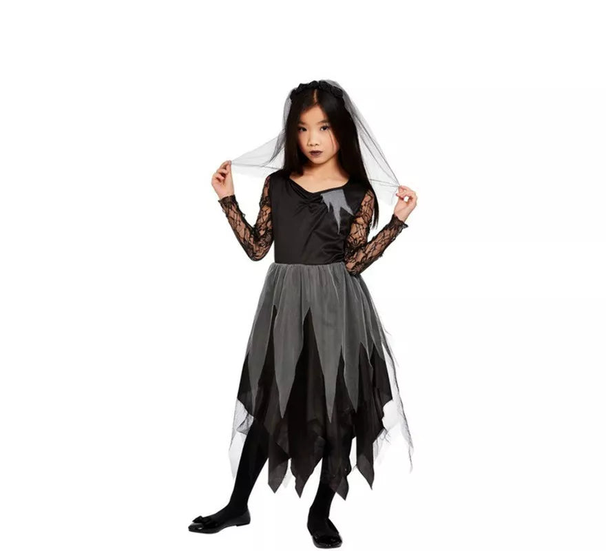 Translation missing: de.Disfraz de Novia Zombie negro para niño