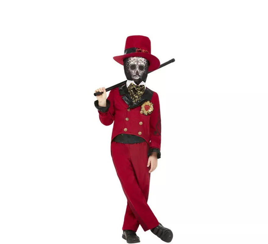 Translation missing: de.Disfraz de Novio del Día de los Muertos Borgoña para niño