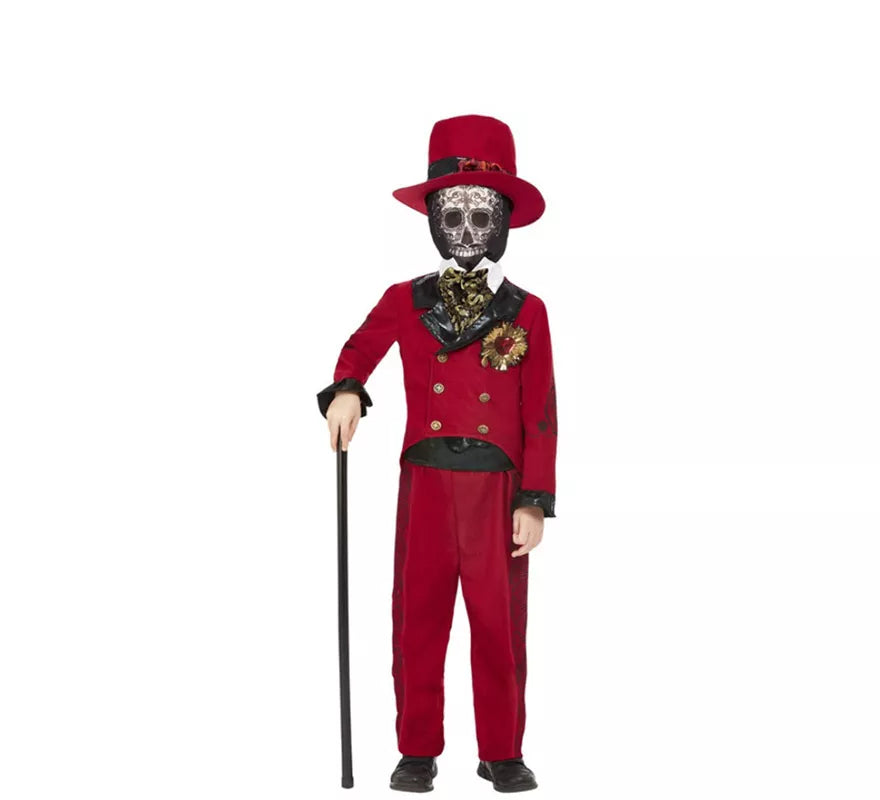 Translation missing: de.Disfraz de Novio del Día de los Muertos Borgoña para niño