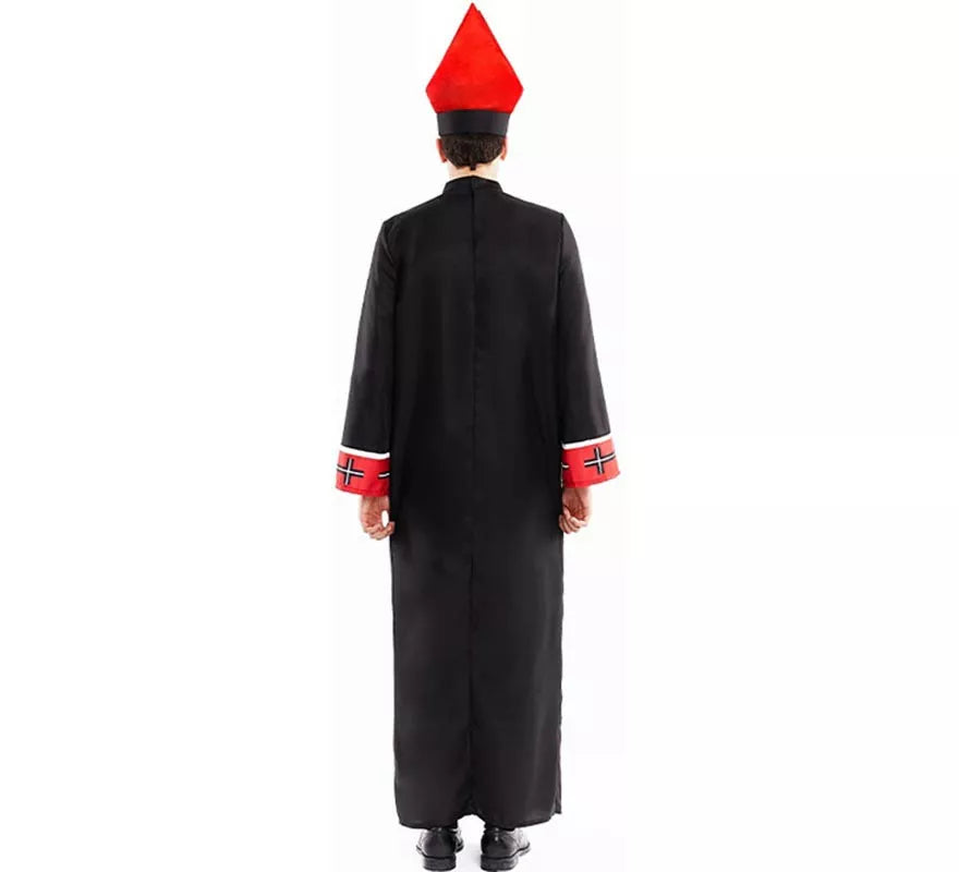 Translation missing: de.Disfraz de Obispo Satánico con estola negro y rojo para hombre
