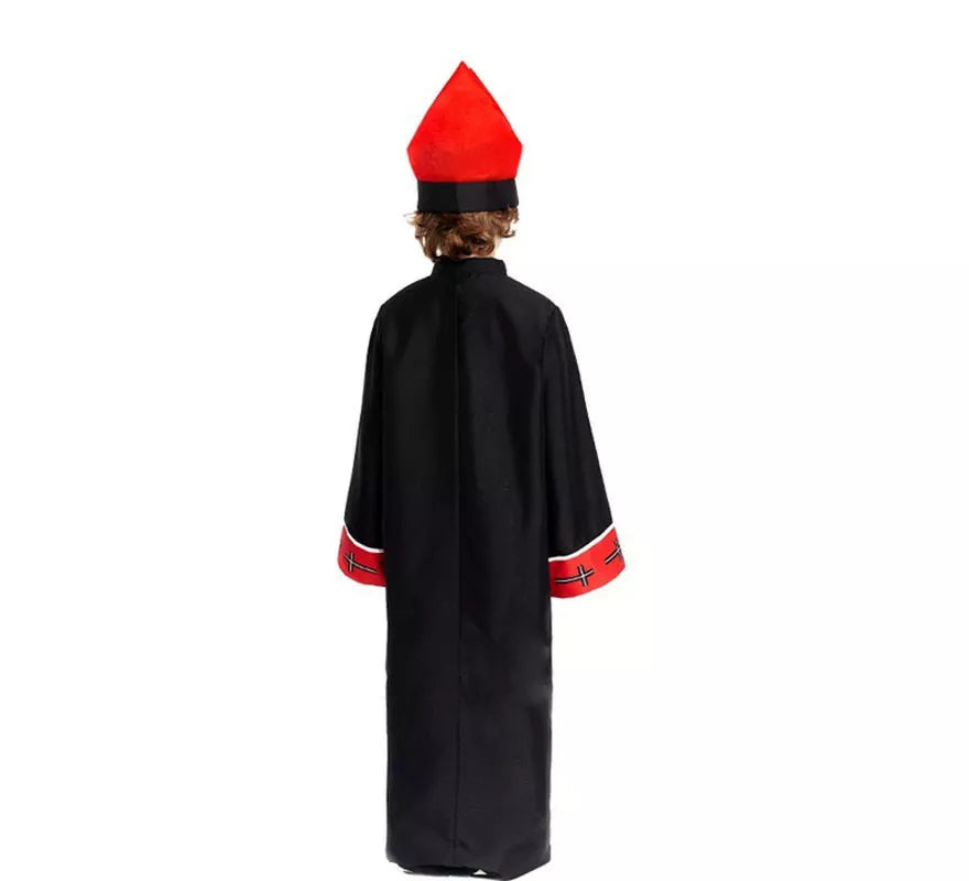 Translation missing: de.Disfraz de Obispo Satánico con estola negro y rojo para niño