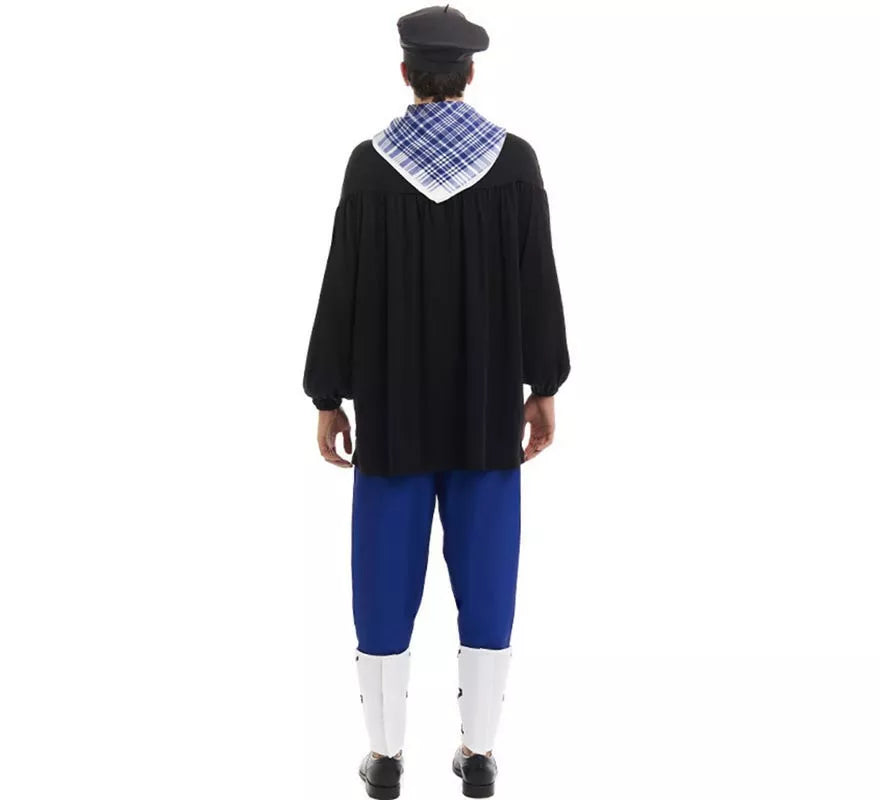 Translation missing: de.Disfraz de Olentzero negro y azul con pañuelo para hombre
